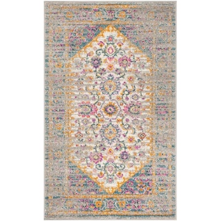 Safavieh 3 x 5 ft. Small Rectangle Madison Power Loomed Rug; Light Grey & Fuchsia MAD122G-3